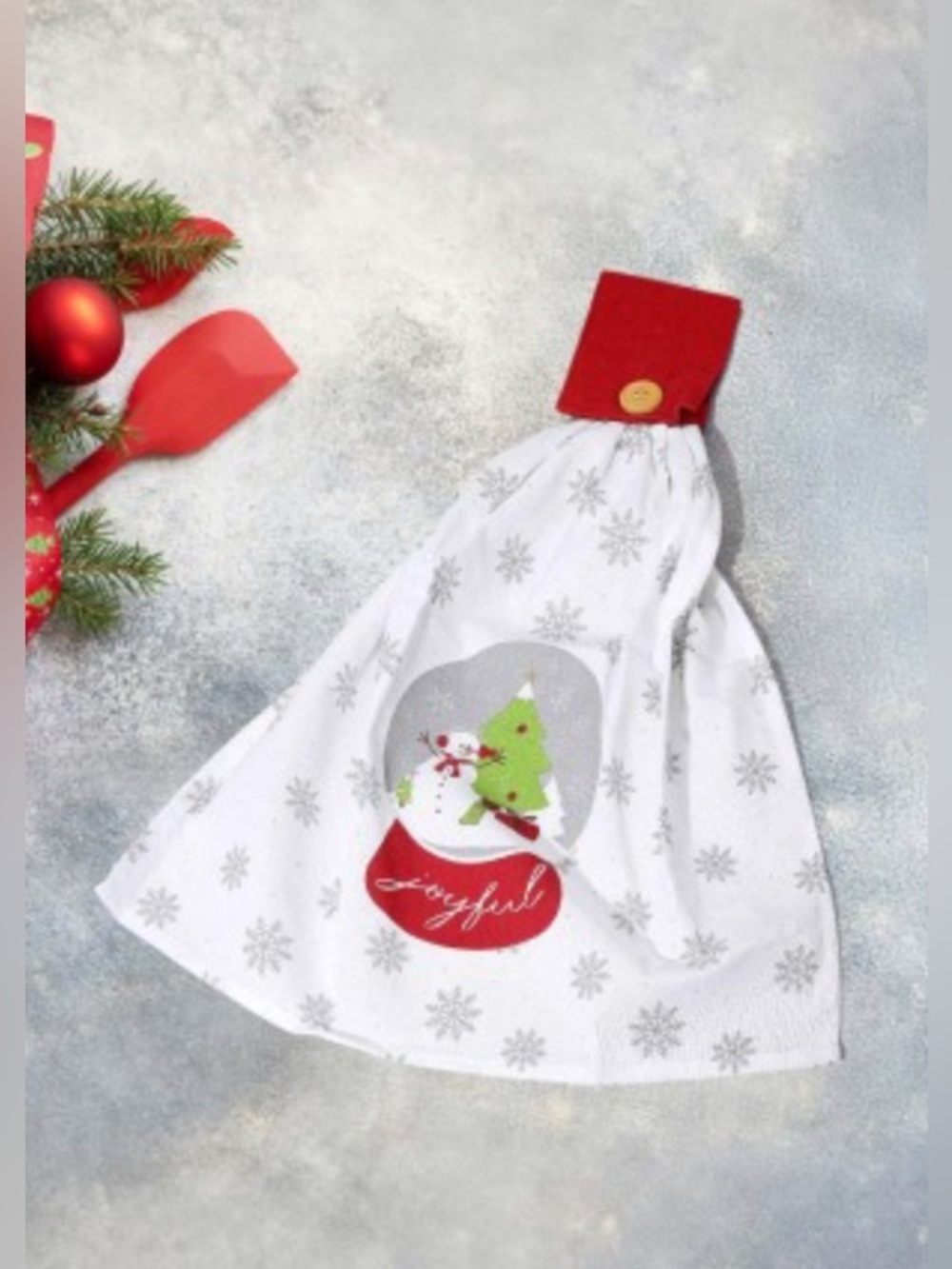 Joyful Snow Globe Holiday Snowman Snowflake Kitchen Towel